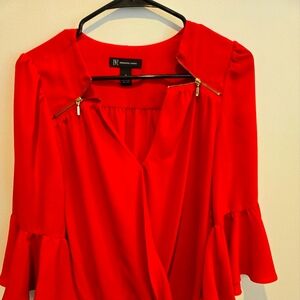 INC International Concepts Red Surplice Blouse